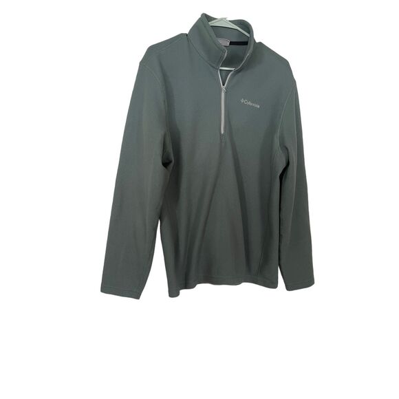 Columbia Sweaters - Columbia Womens Green Long Sleeve Fleece Stand-Up Collar Half Zip Sweater Medium